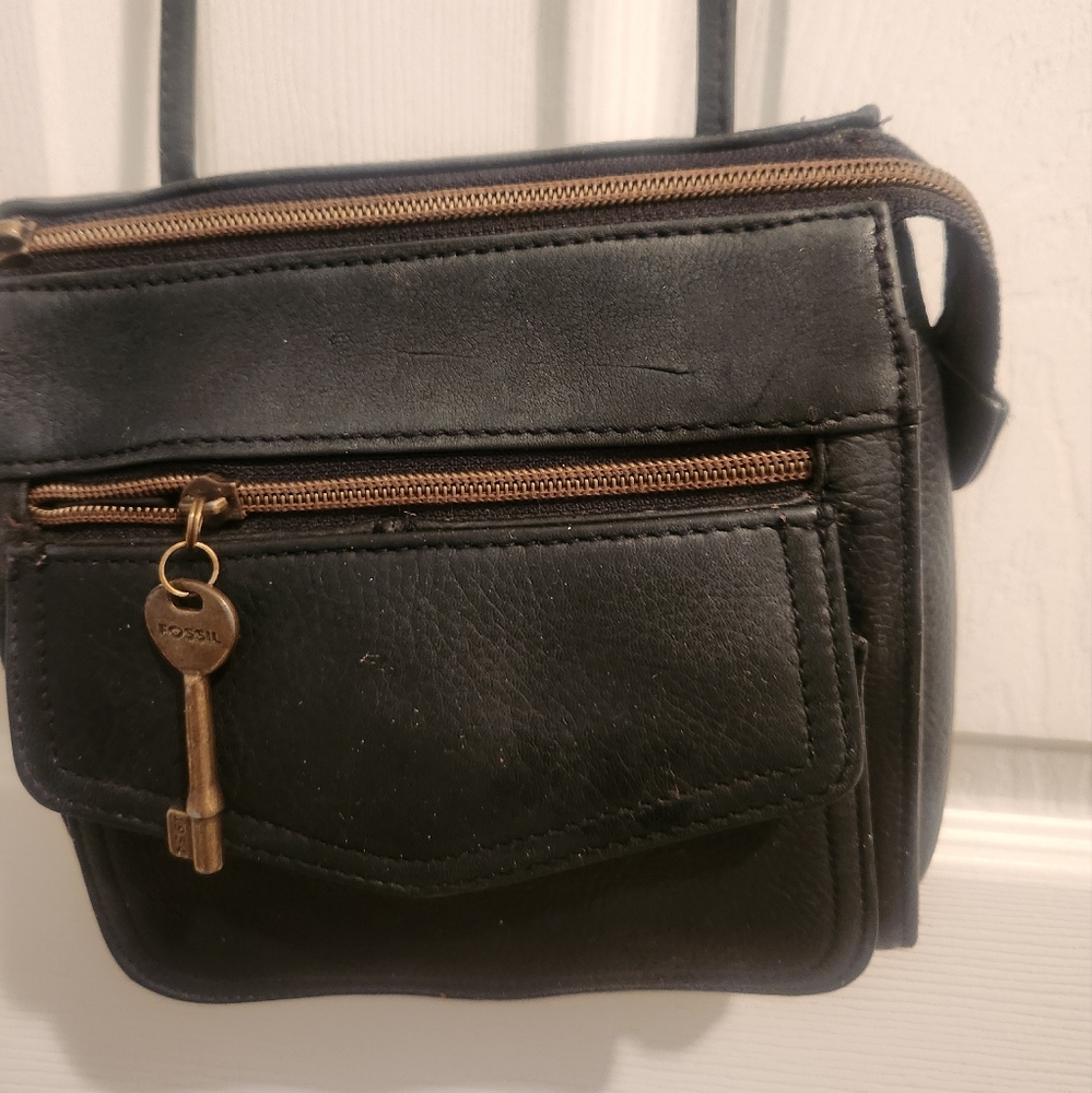 Fossil 1954 Crossbody Black Leather Purse